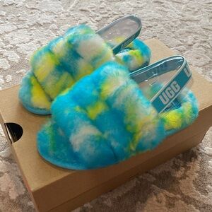 UGG Fluff Yeah Slide Marble Toddler- Oasis Blue Sulphur